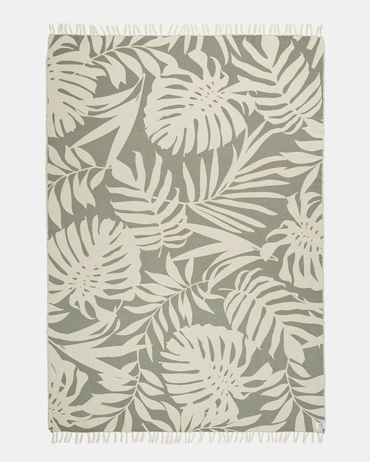 Green,White Organic Cotton Pattern Beach Towel Blanket