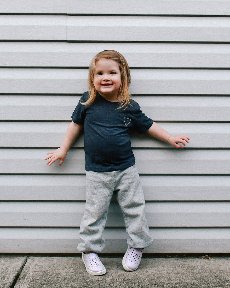 Gray Kids Embroidery Graphic Tee