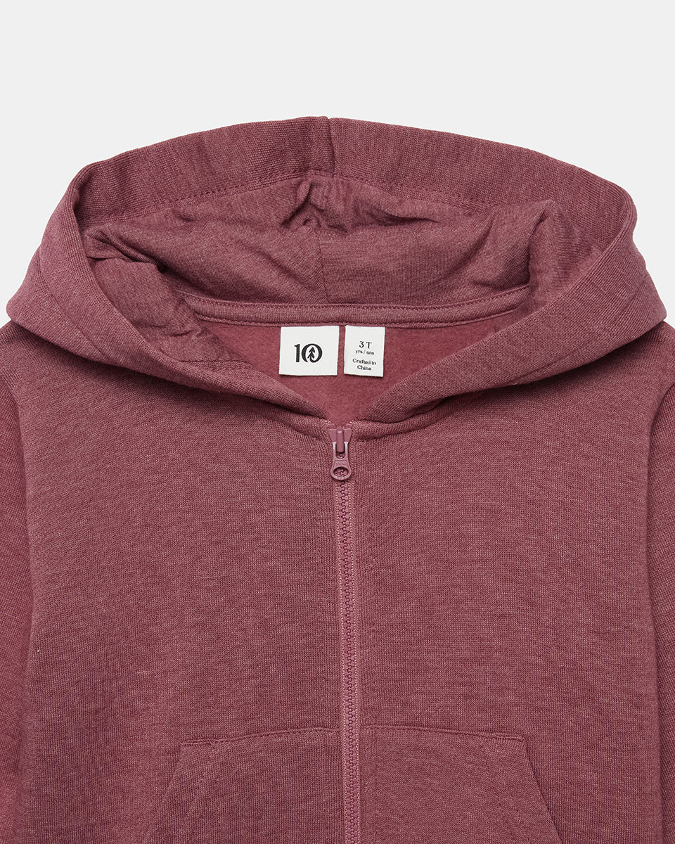 Red Kids Fleece Zip Up Hoodie