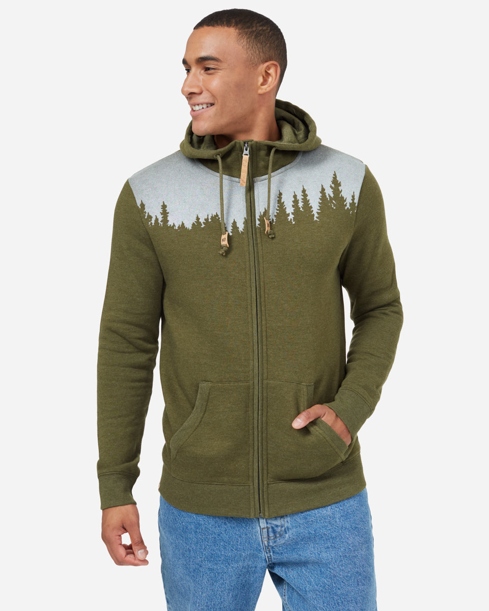 Green Tree Graphic Zip Up Hoodie