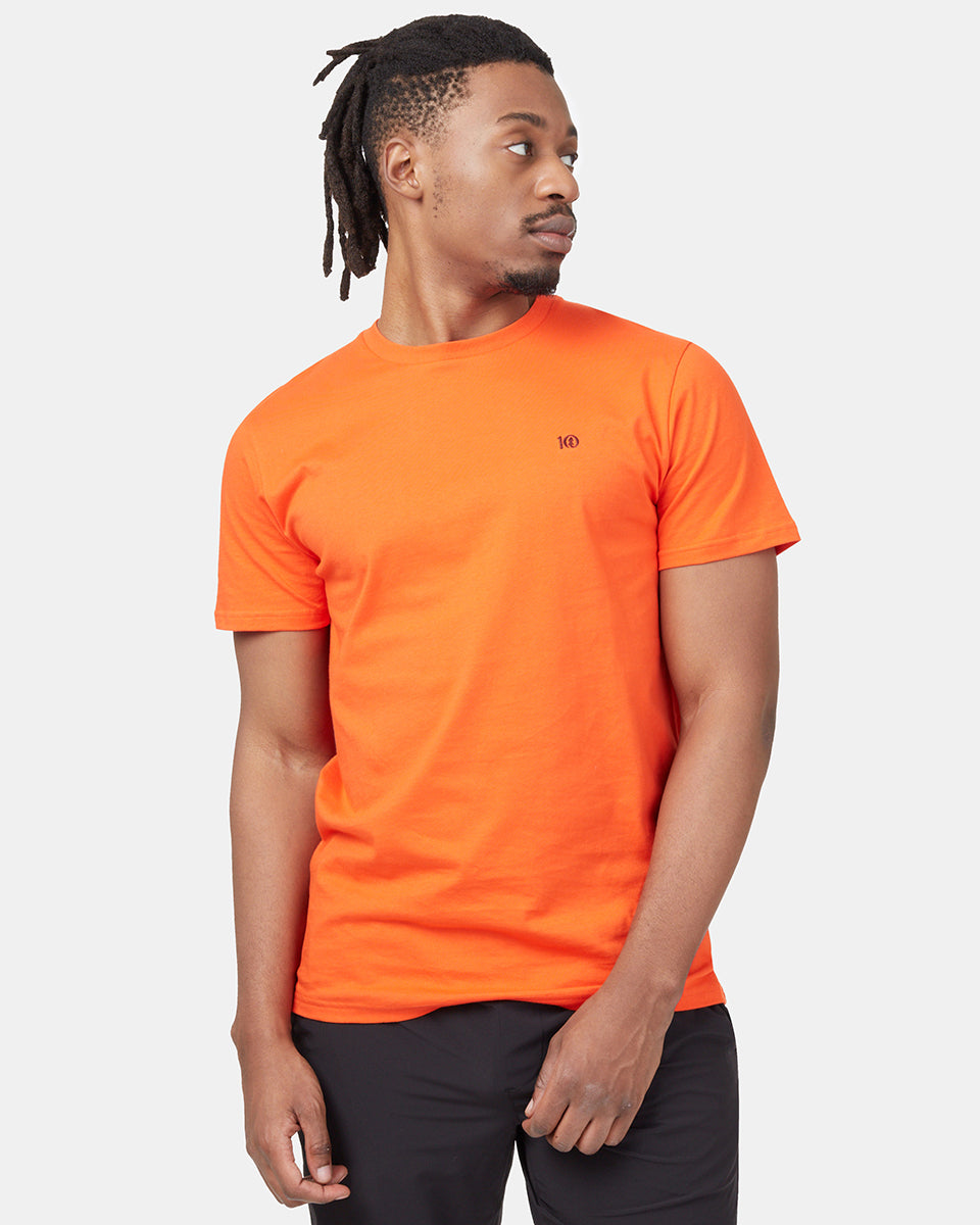 Orange Men's Embroidery Short Sleeve T-Shirt