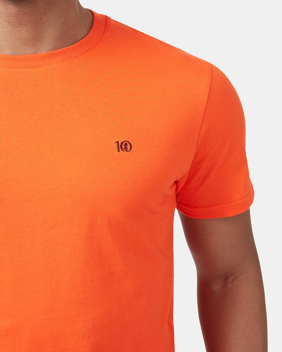 Orange Men's Embroidery Short Sleeve T-Shirt