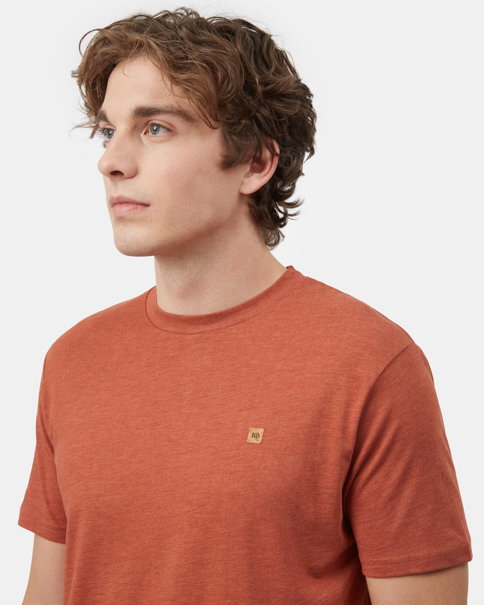 Orange Recycled Polyester Crew Neck Tee