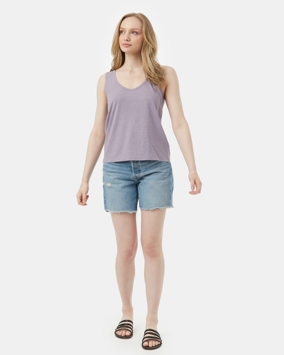 Purple Women's Hemp V Neck Tank Top