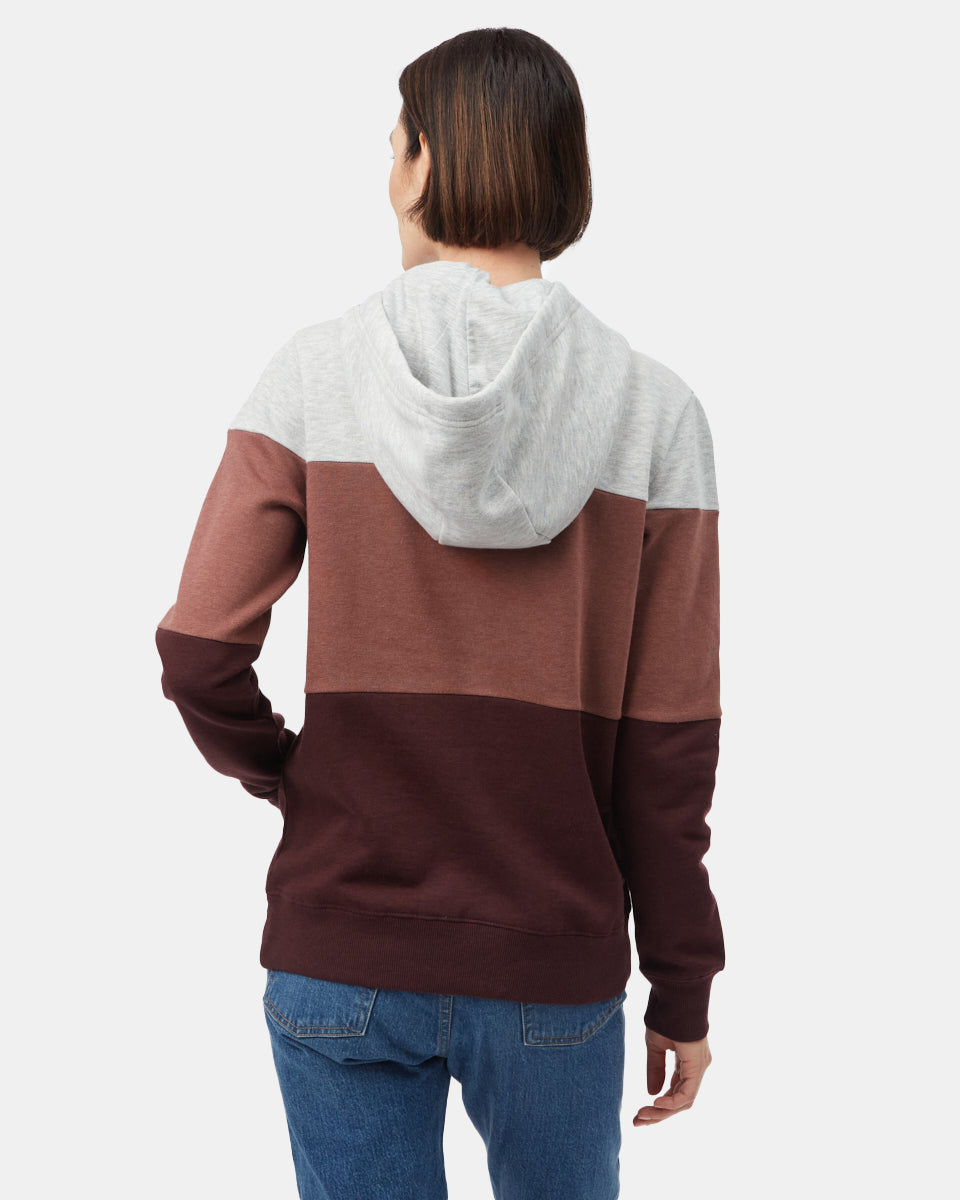 Red,Gray Stripe Pullover Hoodie