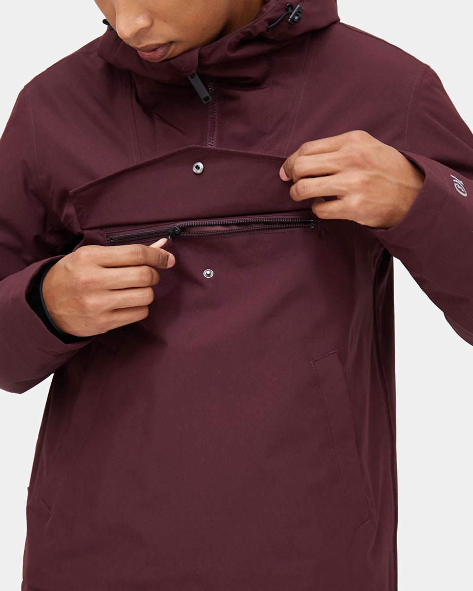 Red Men's Pullover Anorak Rain Jacket