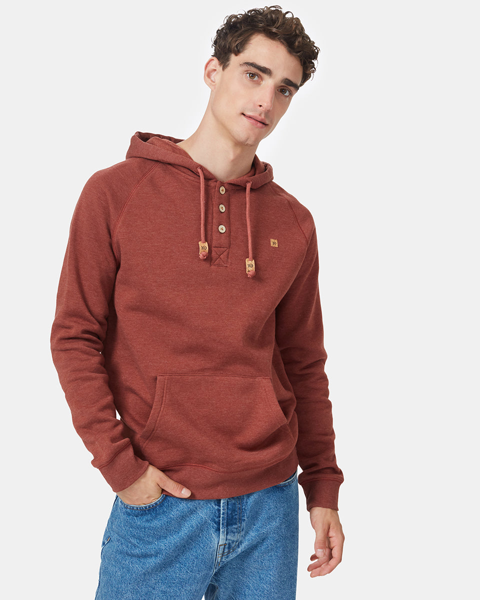 Red Organic Cotton Button Hoodie
