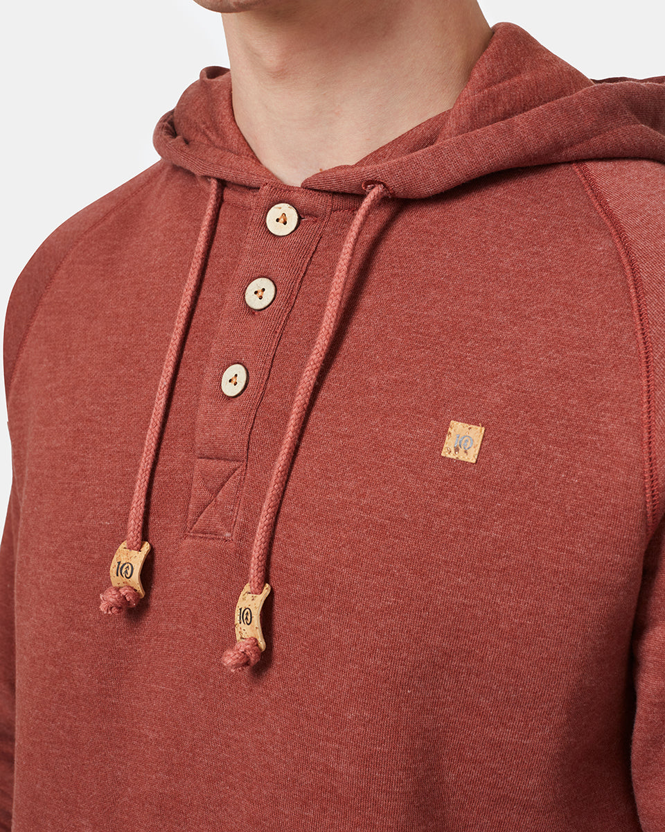 Red Organic Cotton Button Hoodie