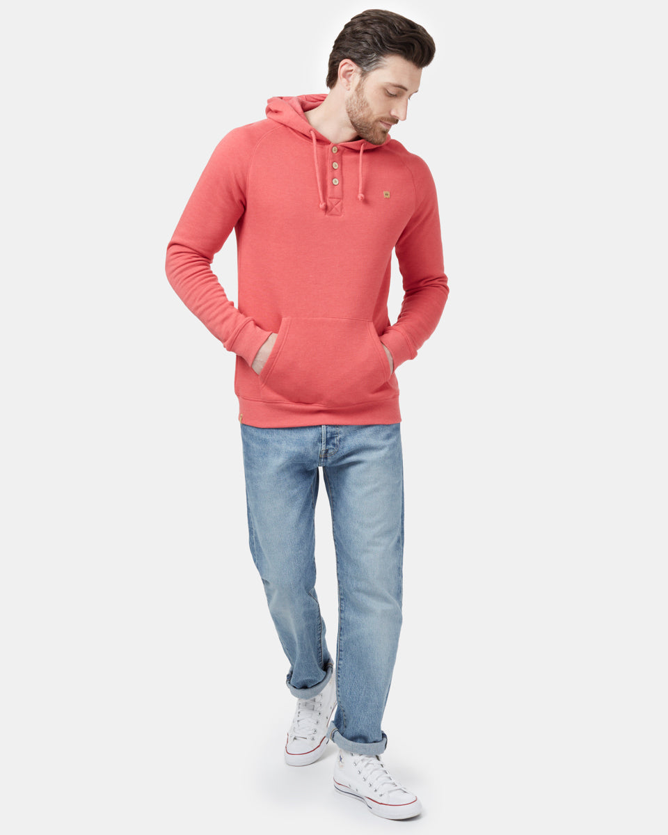 Red Organic Cotton Button Hoodie