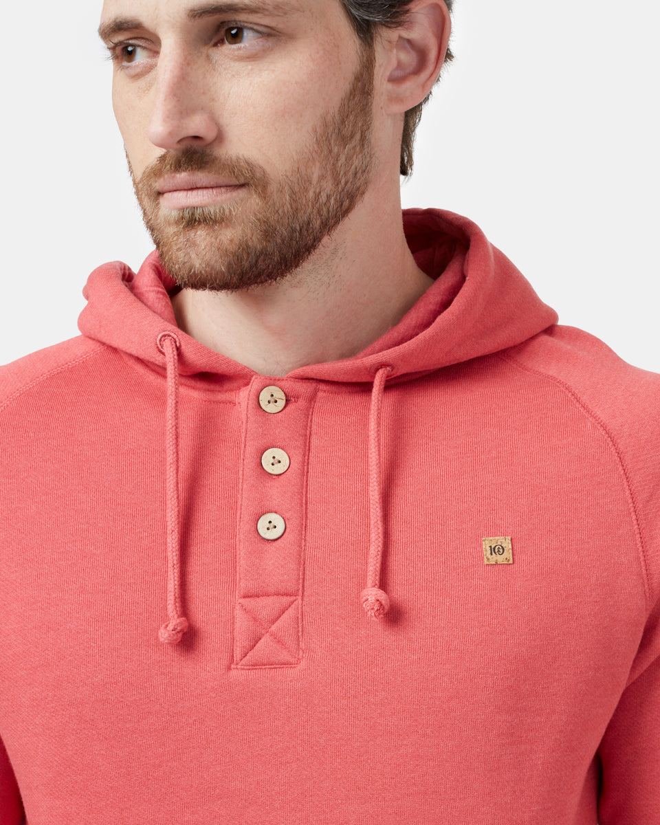 Red Organic Cotton Button Hoodie