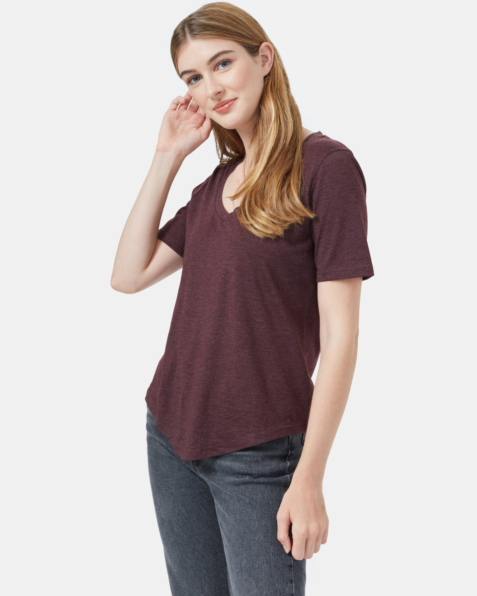 Red V-Neck Short Sleeve T-Shirt