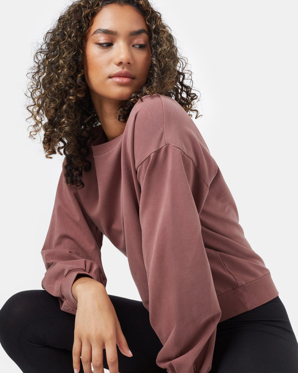 Red Women's Balloon Sleeve Pullover