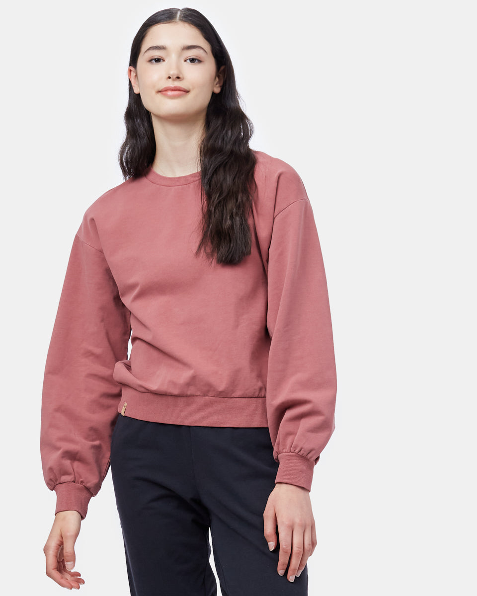 Red Women's Balloon Sleeve Pullover