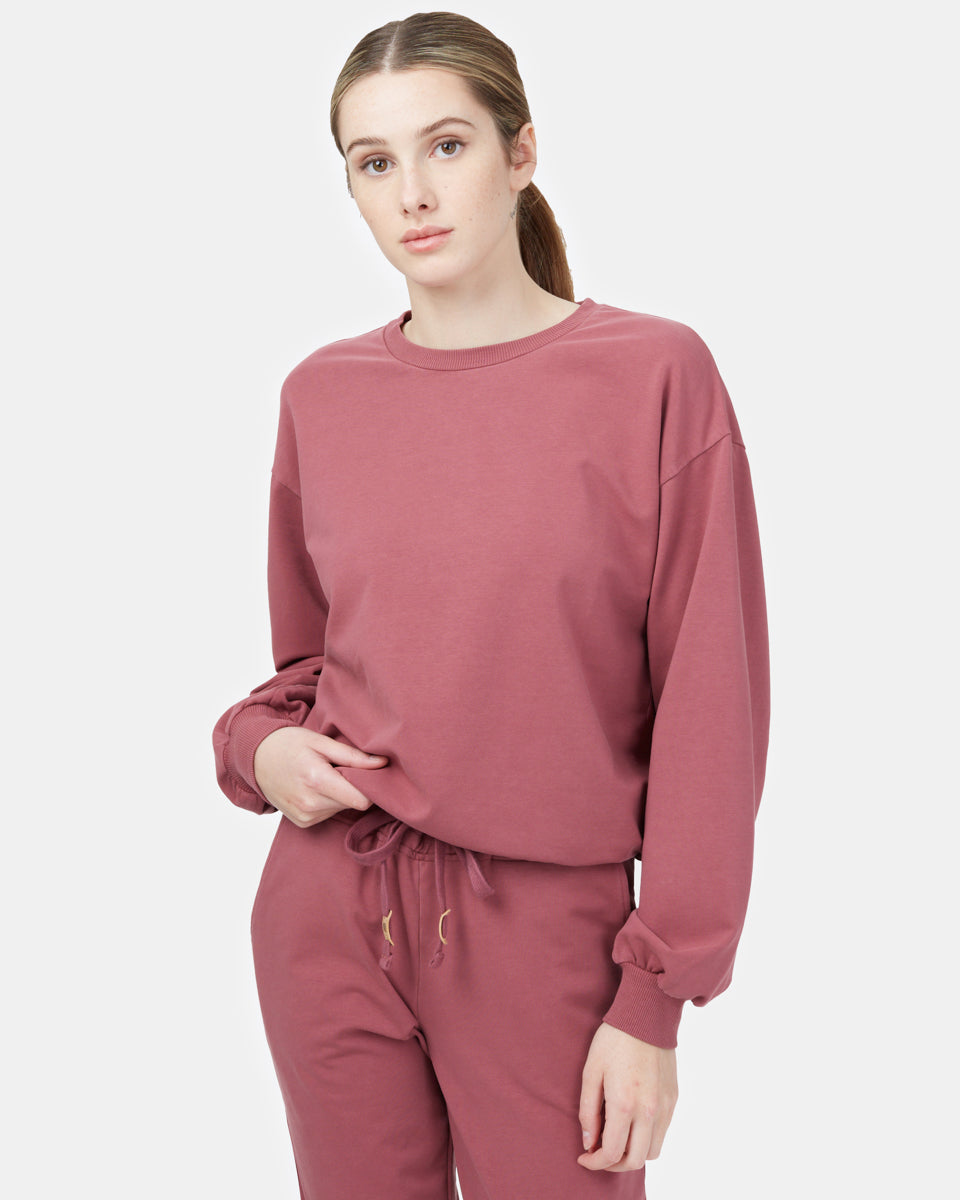 Red Women's Balloon Sleeve Pullover