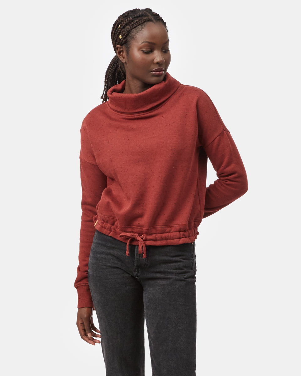 Red Women's Cowl Neck Fleck Sweater