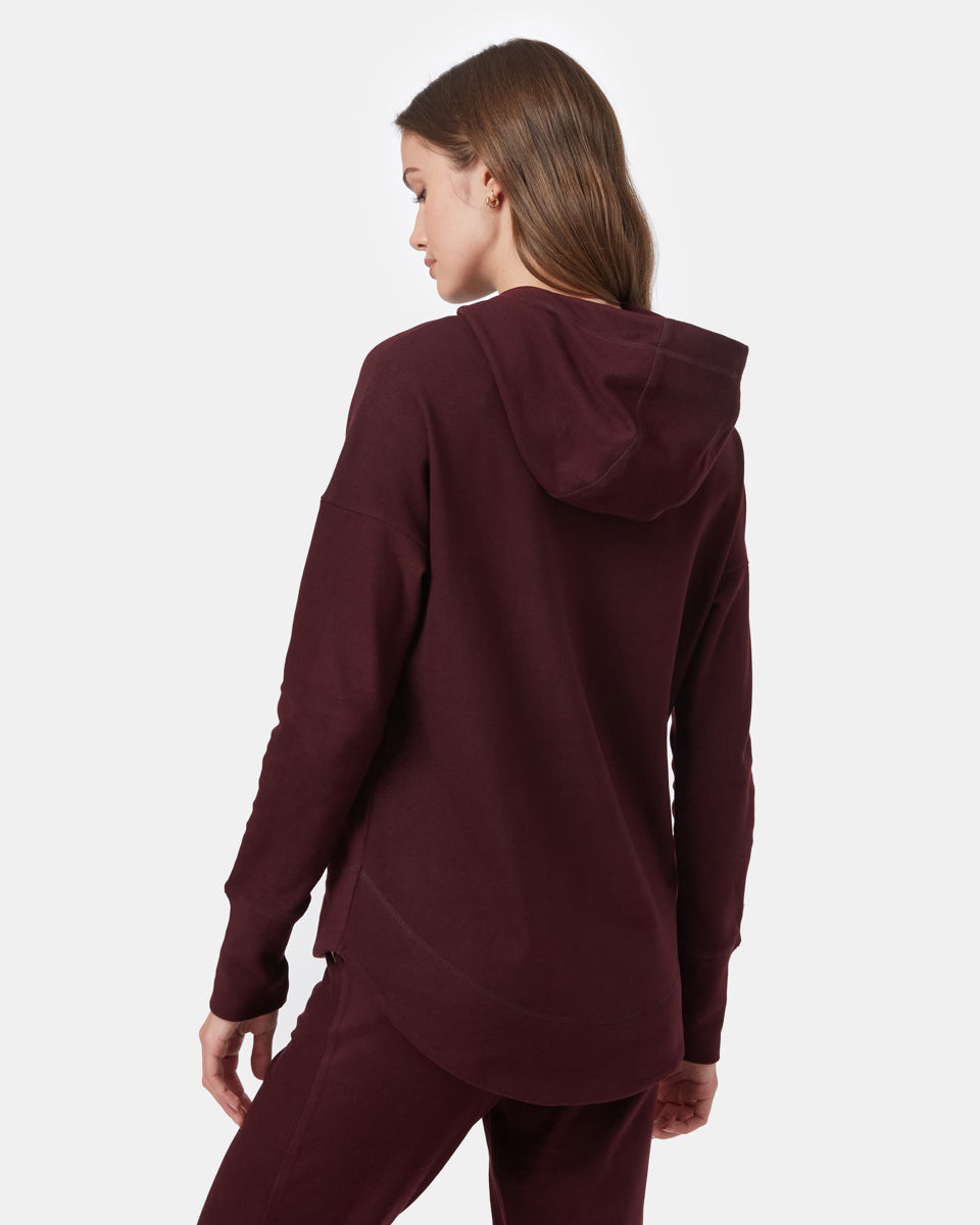 Red Women's Cowl Neck Fleece Hoodie