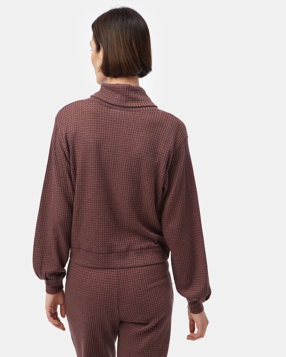 Red Women's Loose-Fit Cowl Neck Top