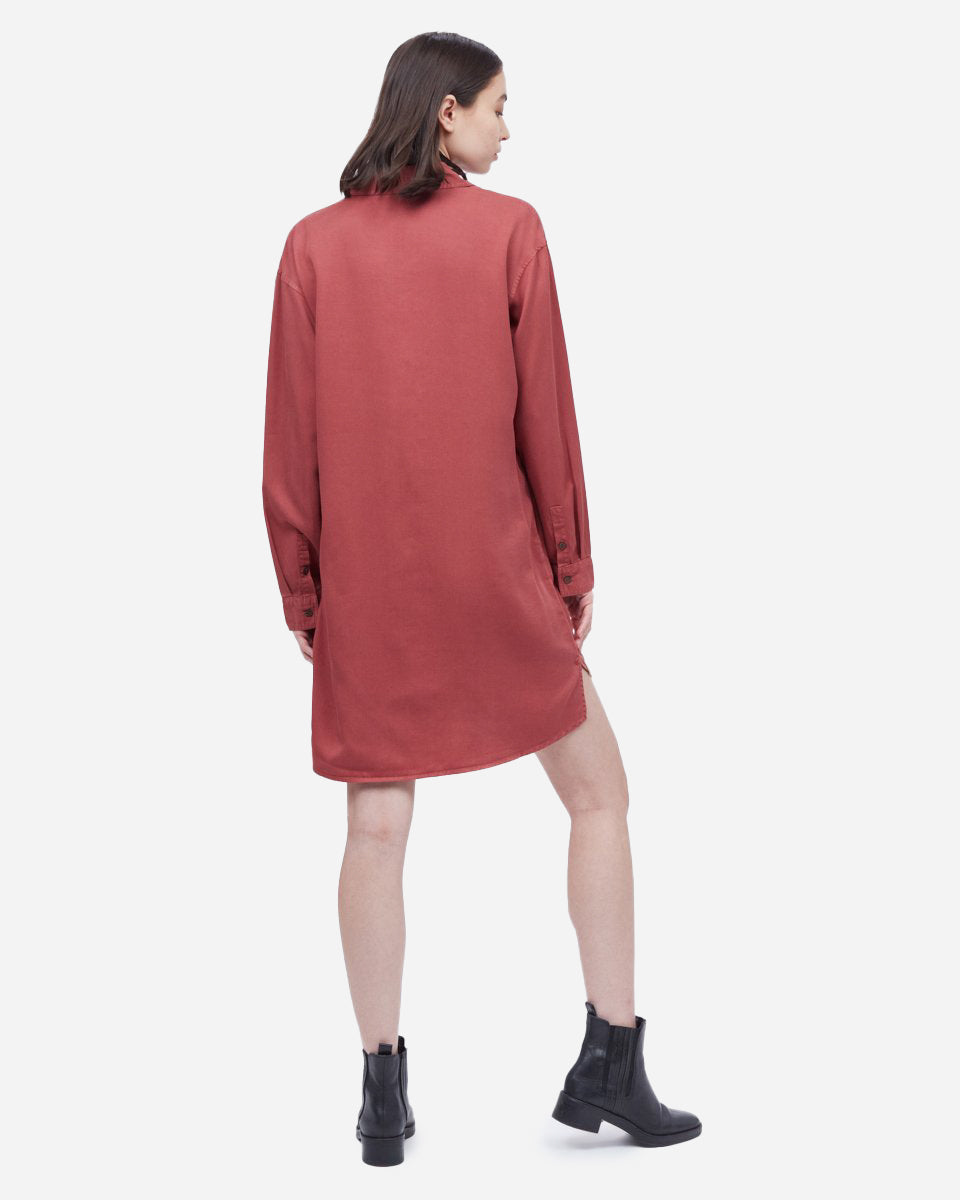 Red Women's Loose-Fit Mid-Length Shirt Dress