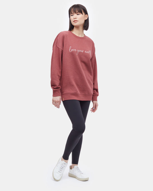 Red Women's Oversized Crew Sweatshirt