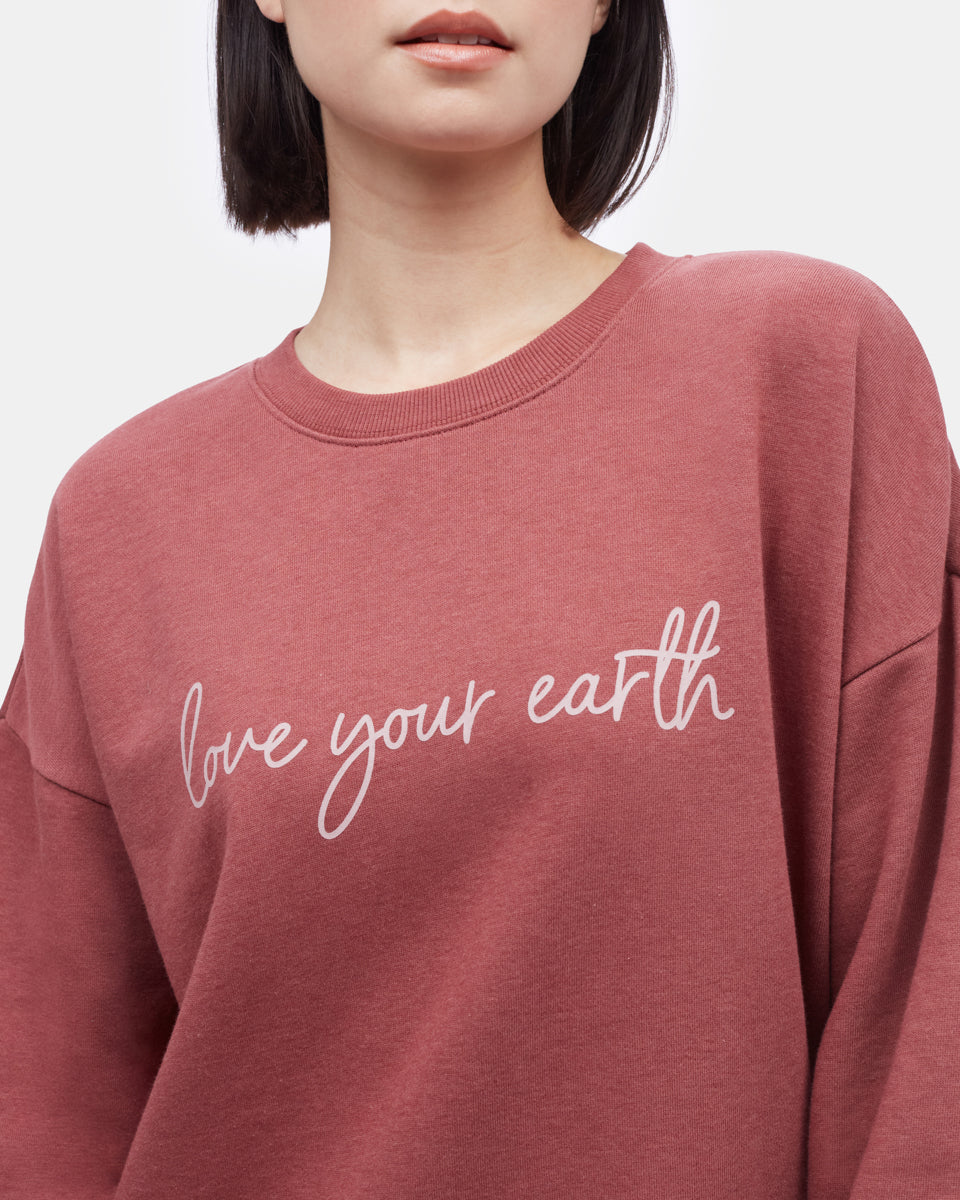 Red Women's Oversized Crew Sweatshirt