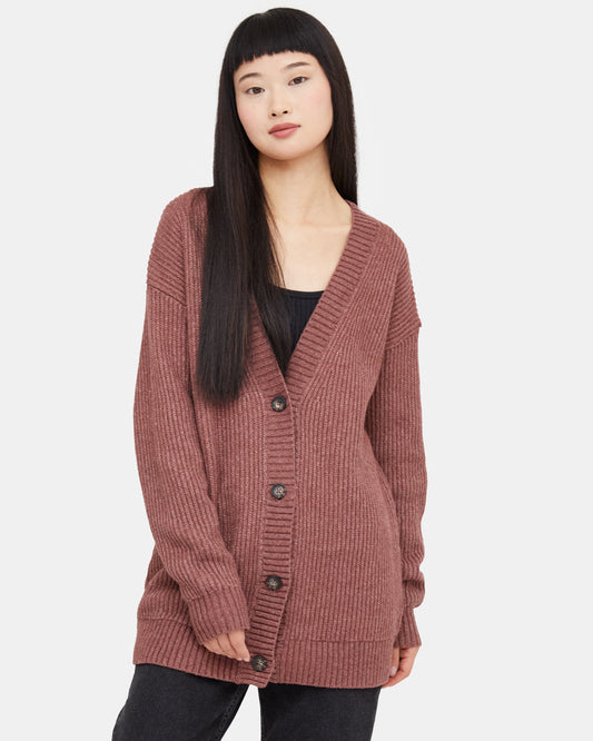 Red Women's Oversized Long Wool Cardigan