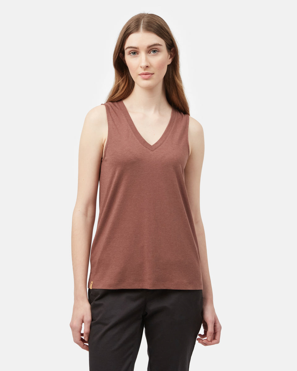 Red Women's Recycled V-Neck Tank Top