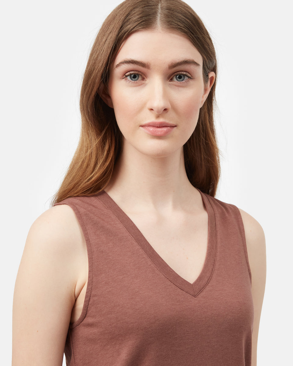 Red Women's Recycled V-Neck Tank Top