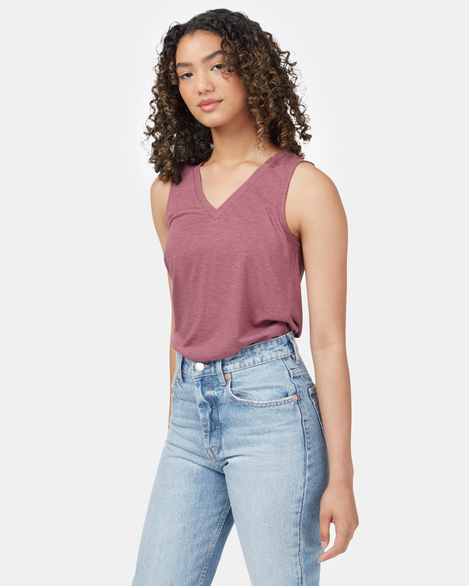 Red Women's Recycled V-Neck Tank Top