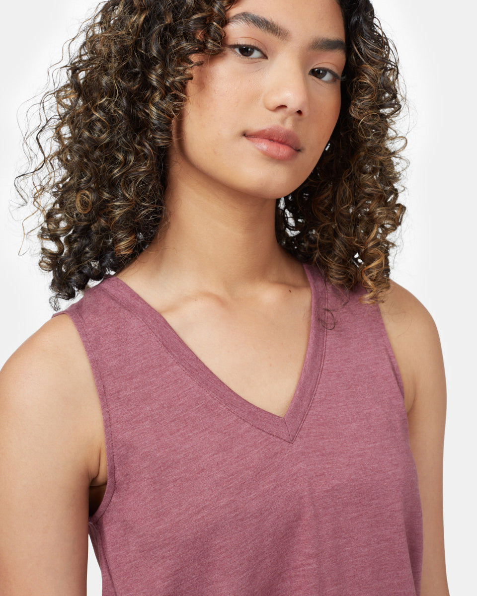 Red Women's Recycled V-Neck Tank Top 