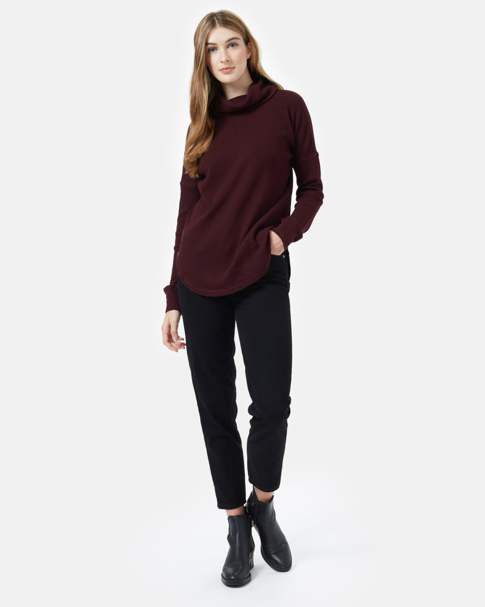 Red Women's Waffle Knit Sweater