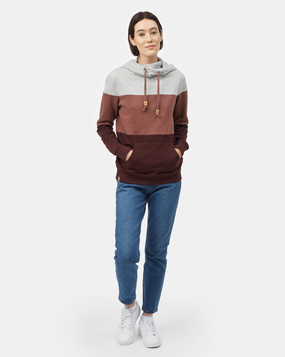 Red,Gray Stripe Pullover Hoodie