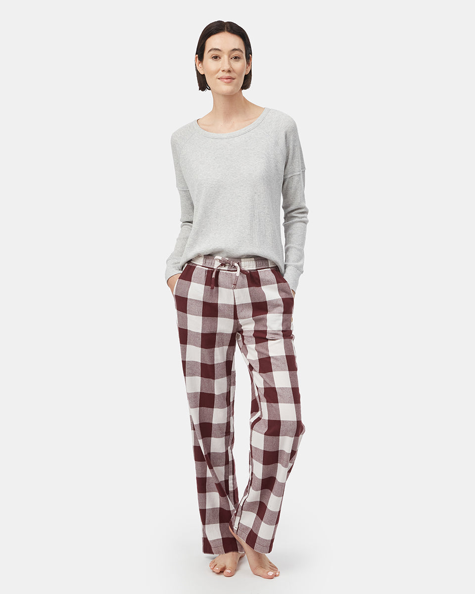 Red,White Women's Plaid Pajama Pants