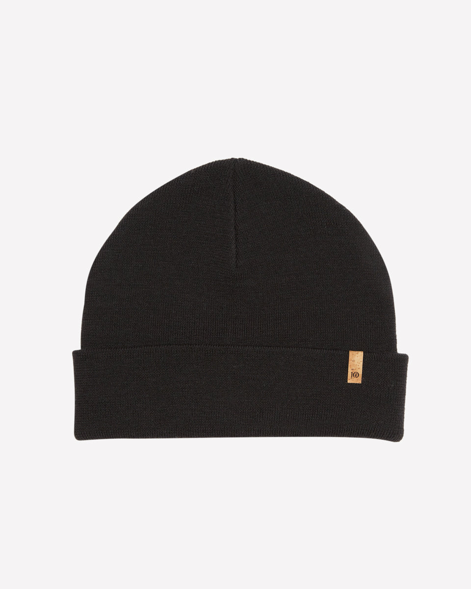 Black Merino Wool Toque Hat