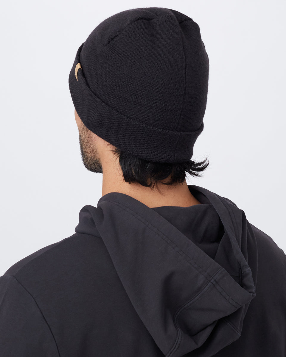 Black Merino Wool Toque Hat