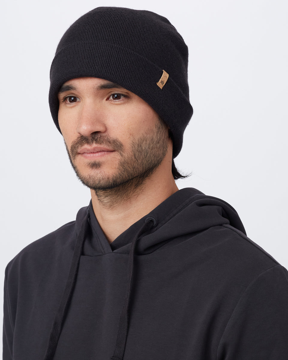 Black Merino Wool Toque Hat