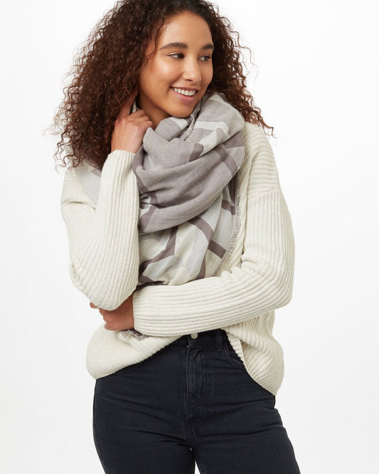 White Organic Cotton Pattern Blanket Scarf