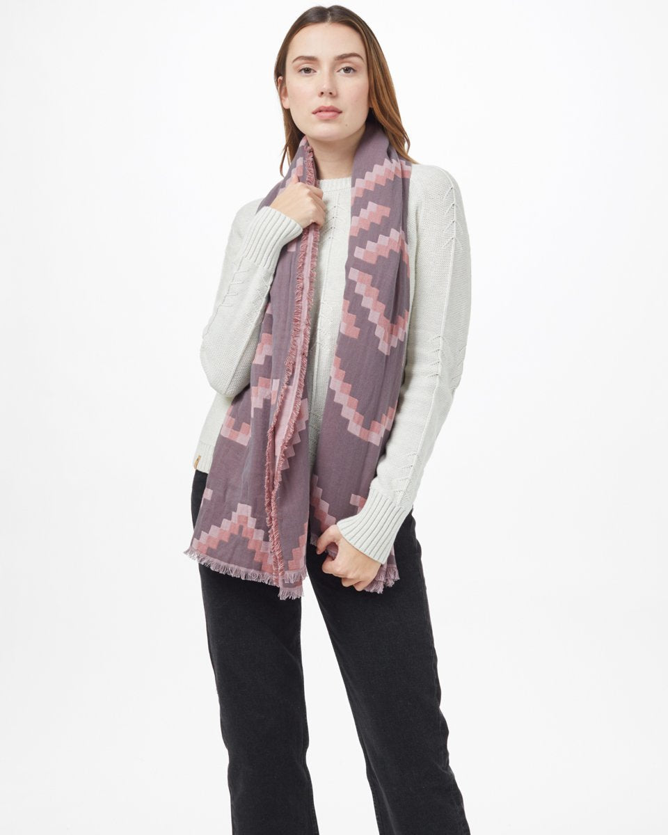 Gray,Pink Organic Cotton Pattern Blanket Scarf