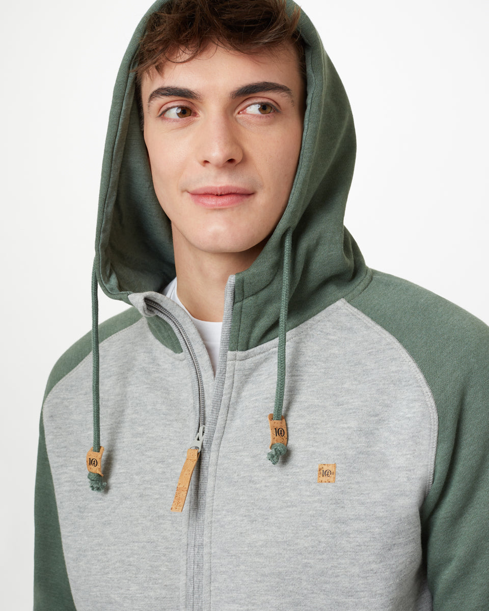 Green,Gray Men's Eco-Friendly Zip-Up Hoodie