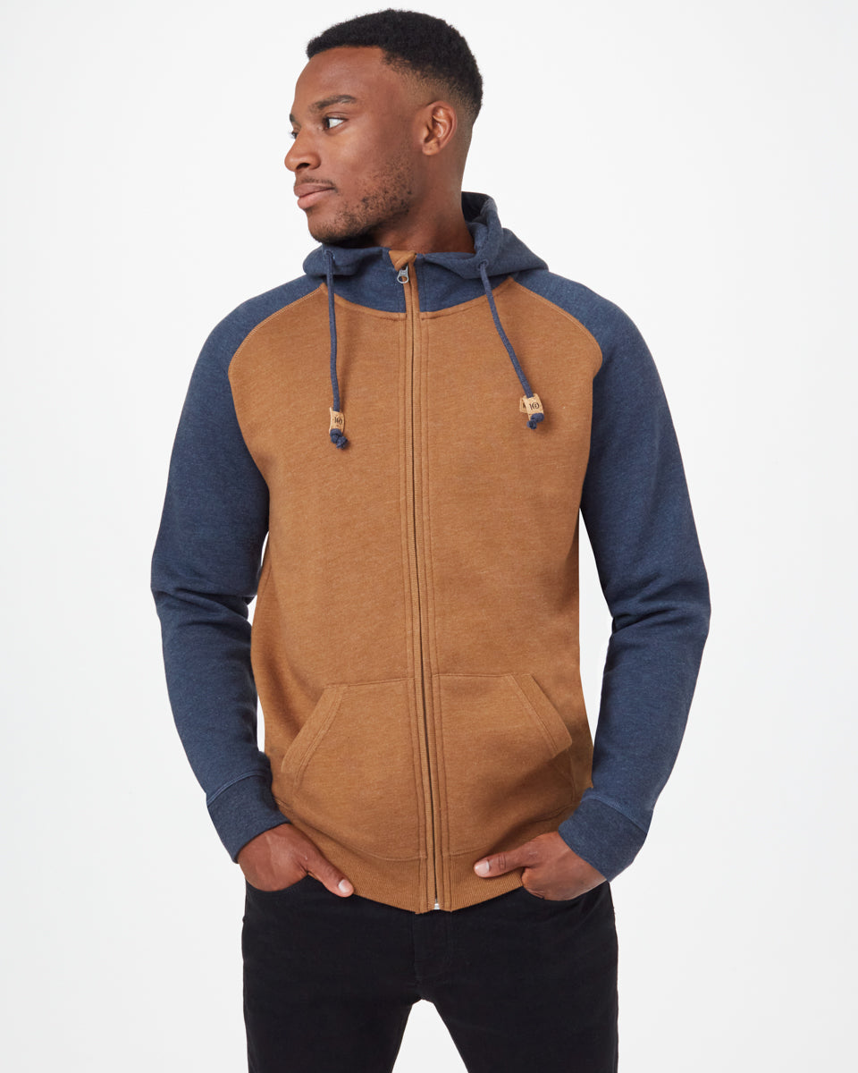 Blue,Brown Men's Eco-Friendly Zip-Up Hoodie