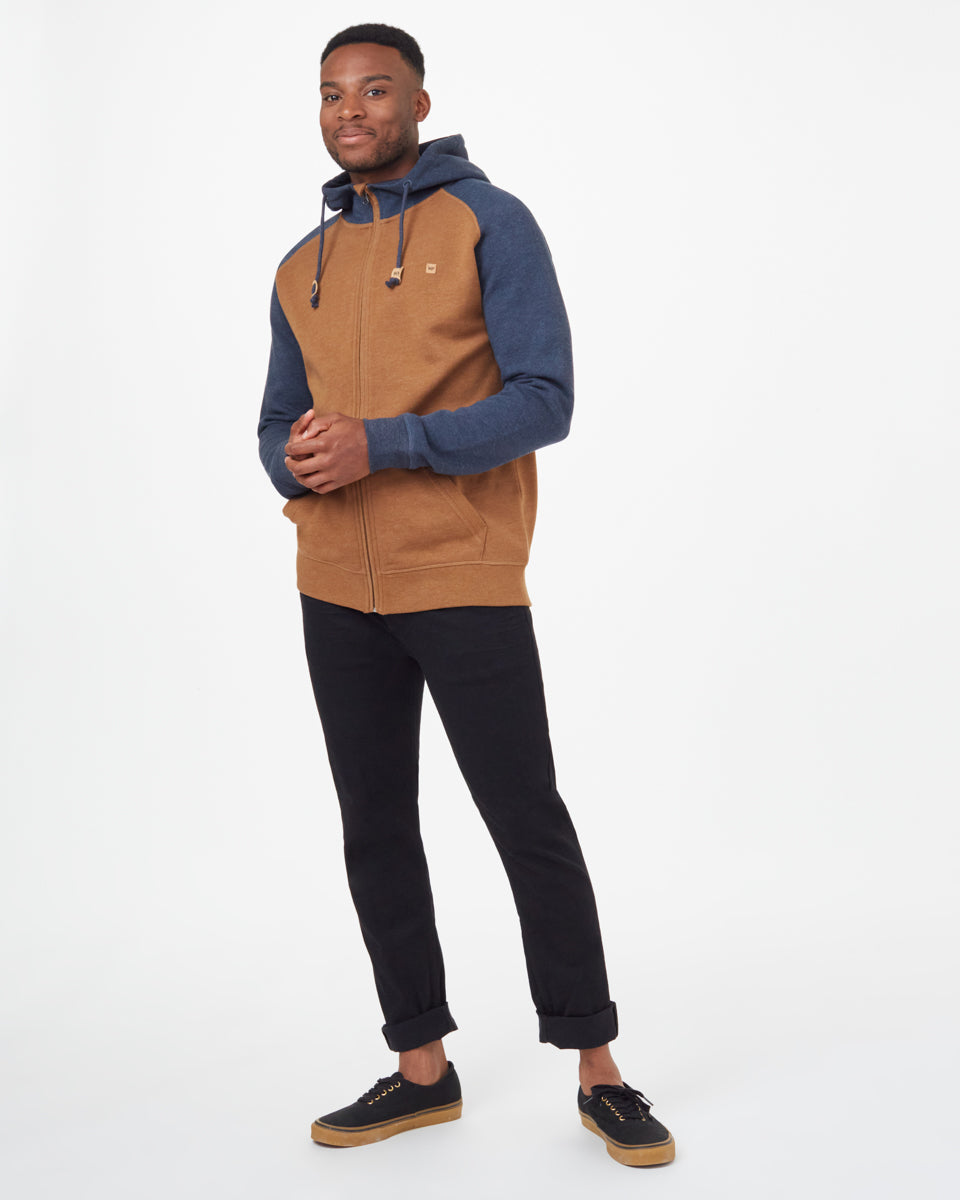 Blue,Brown Men's Eco-Friendly Zip-Up Hoodie