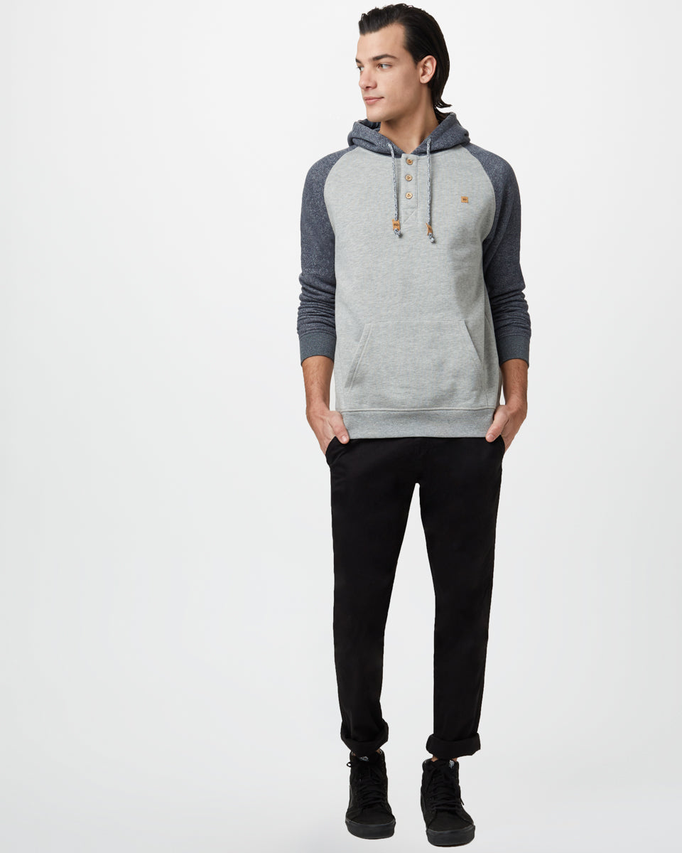 Gray Organic Cotton Button Hoodie