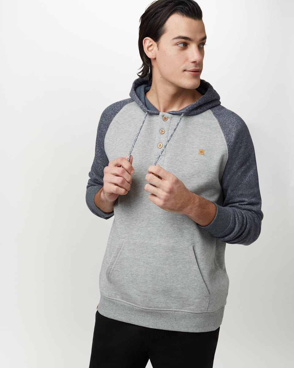 Gray Organic Cotton Button Hoodie