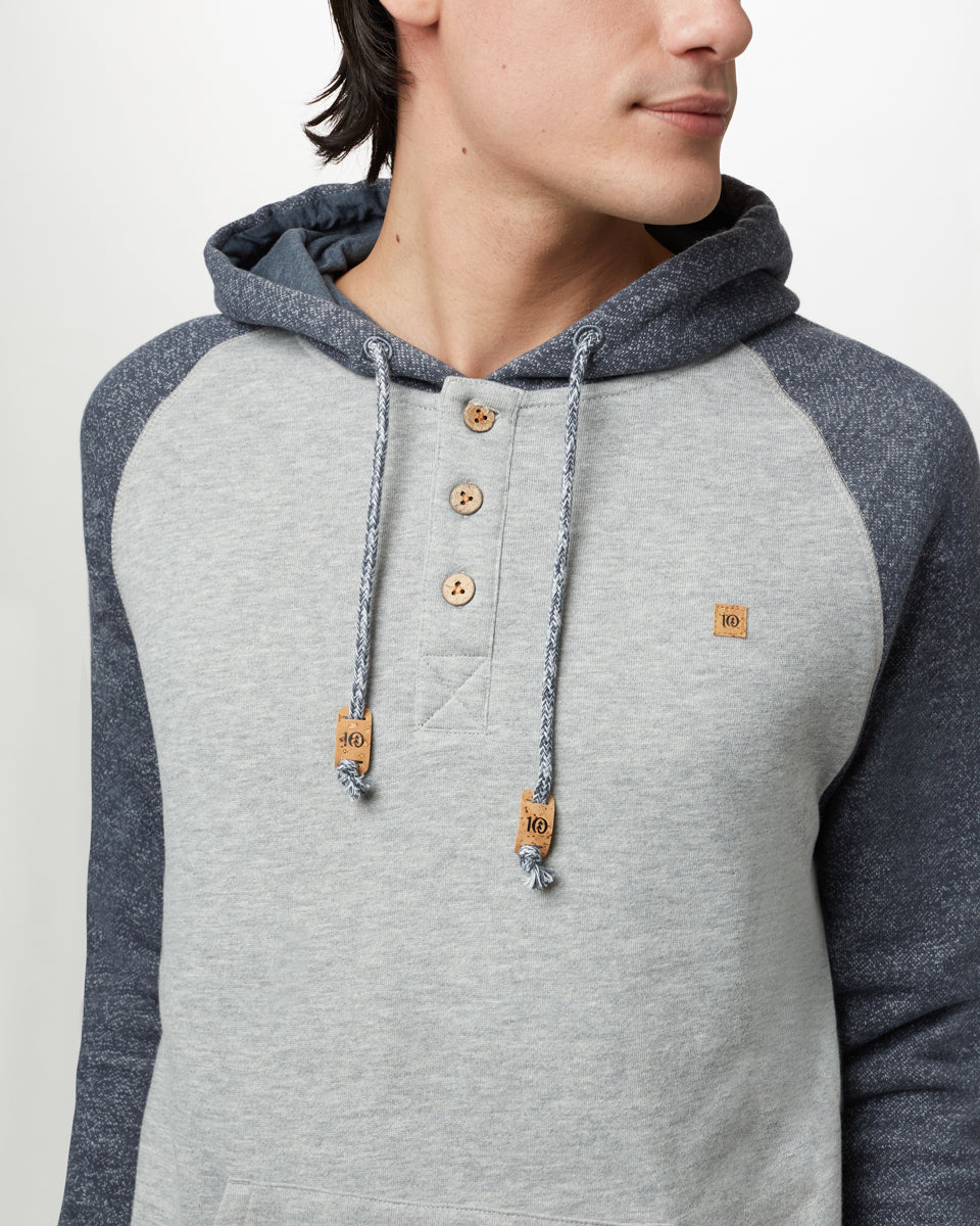 Gray Organic Cotton Button Hoodie