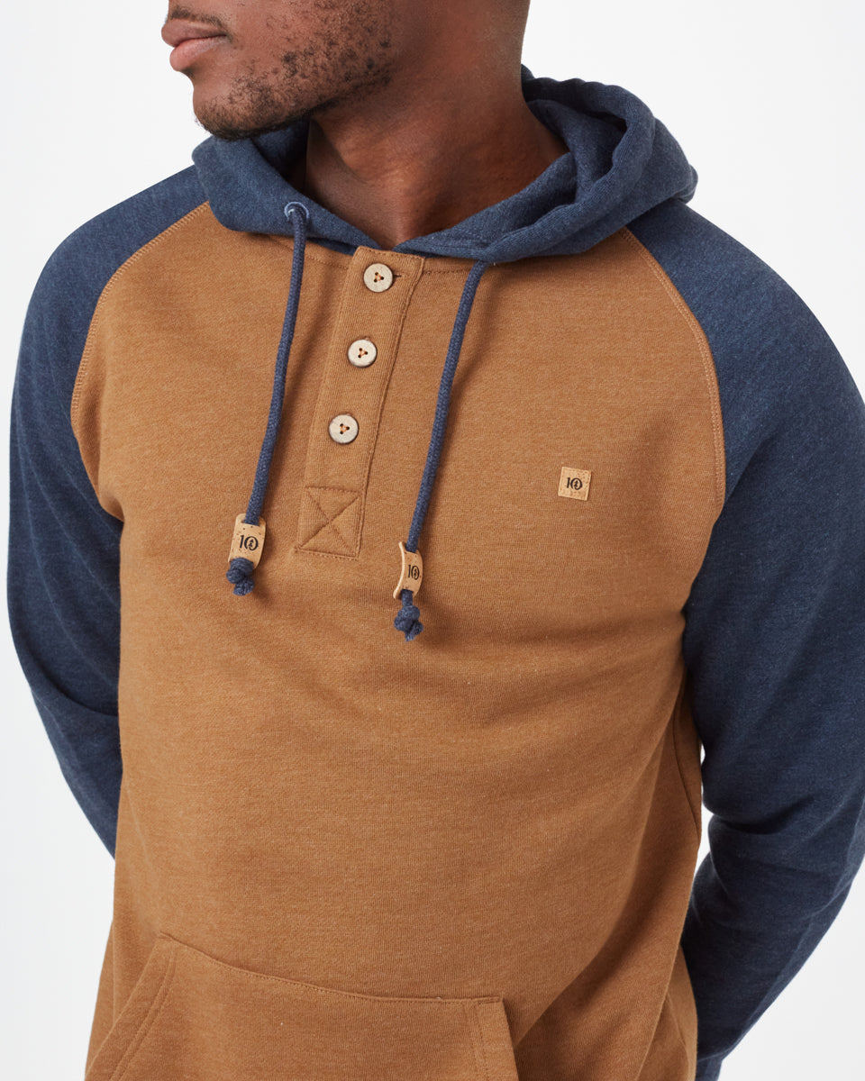 Blue,Brown Organic Cotton Button Hoodie