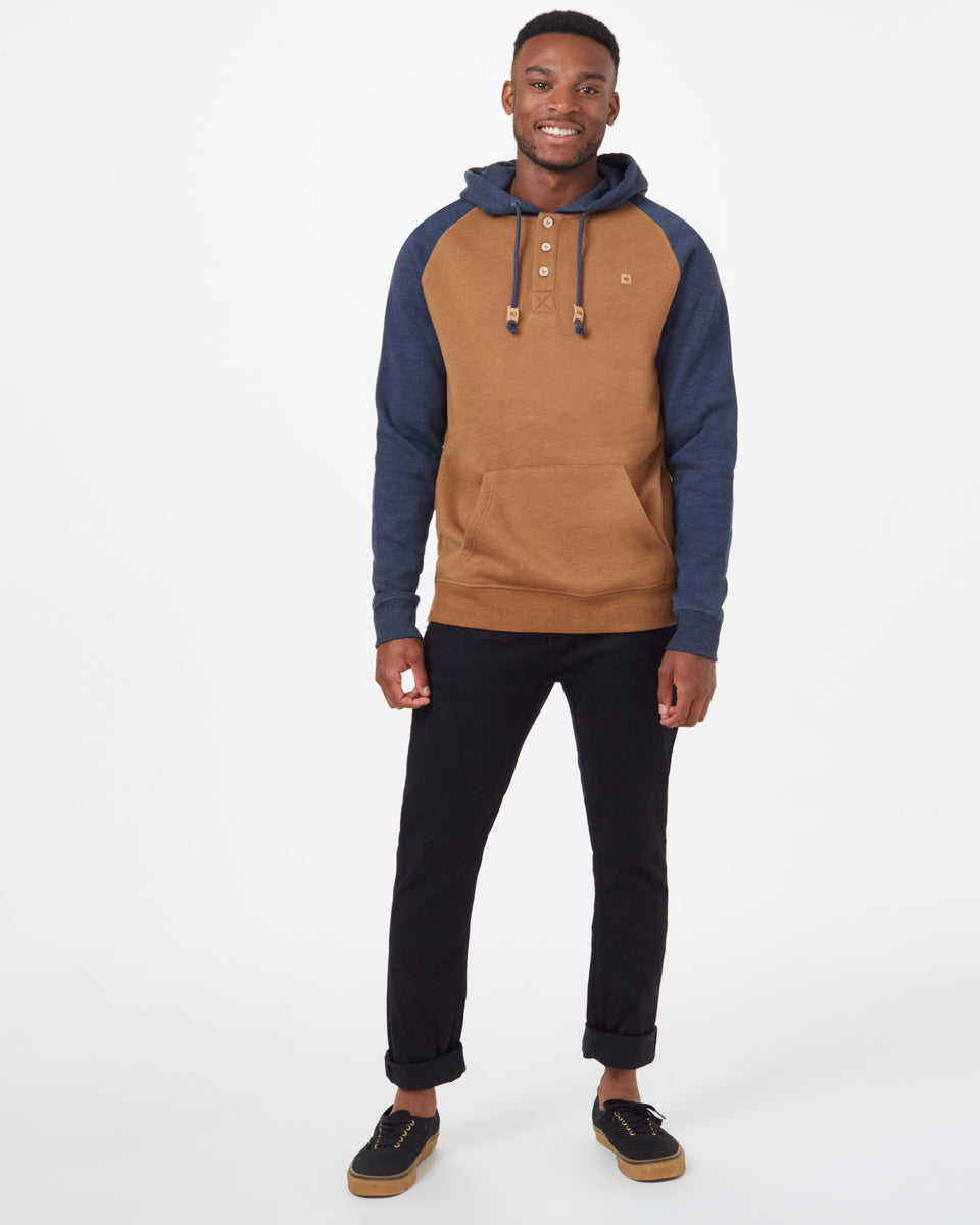 Blue,Brown Organic Cotton Button Hoodie