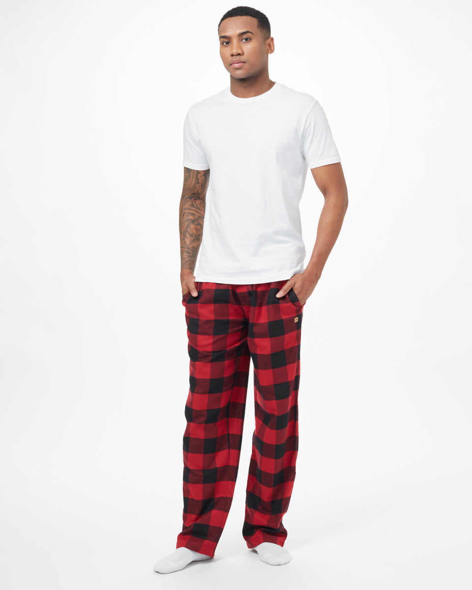 Black,Red Men's Plaid Pajama Pants