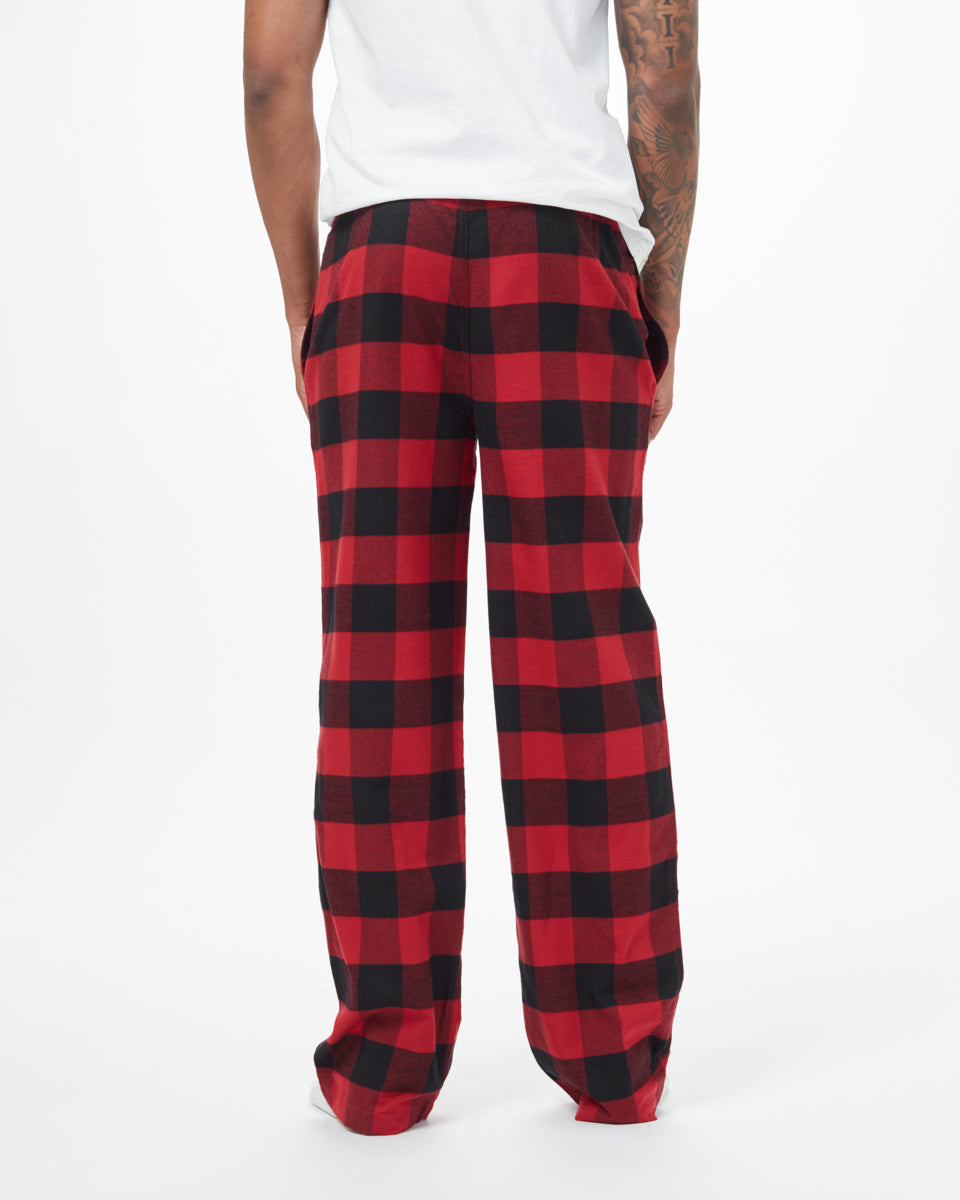 Black,Red Men's Plaid Pajama Pants