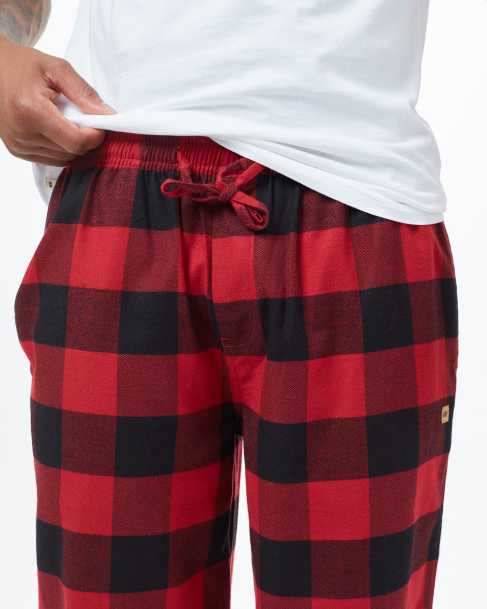 Black,Red Men's Plaid Pajama Pants