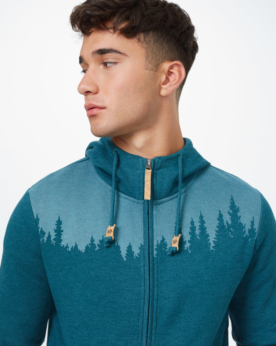 Blue Tree Graphic Zip Up Hoodie