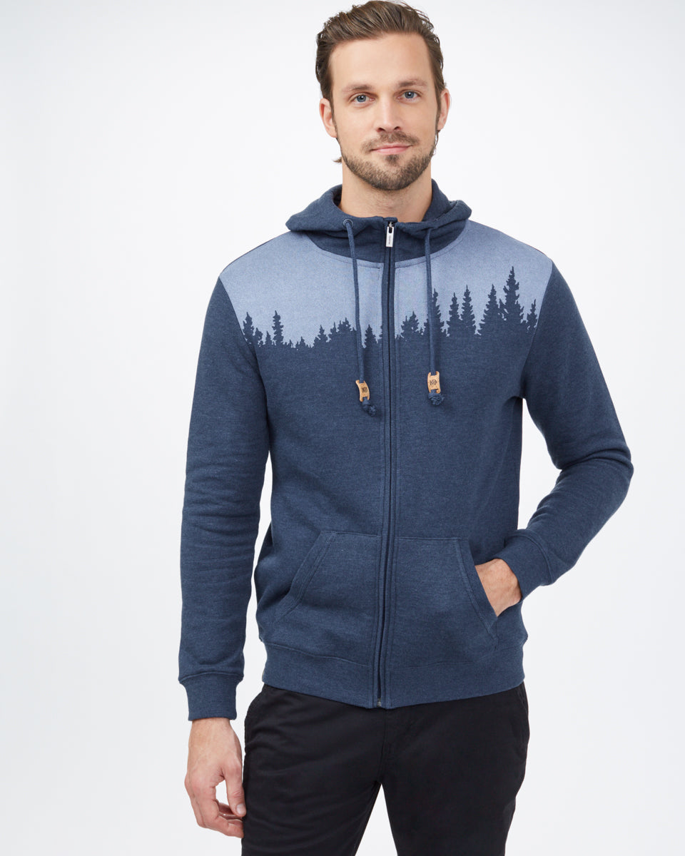 Blue Tree Graphic Zip Up Hoodie